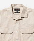 Open Collar Cotton Linen Panama Garment Dye - Sand