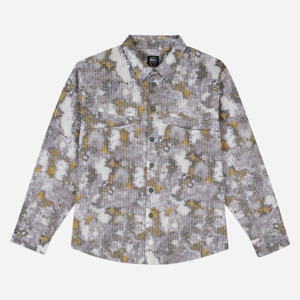 Distorted Heat L/S Button Up- Grey