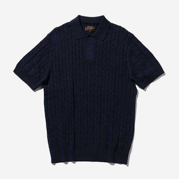 Knit Polo Cable - Navy