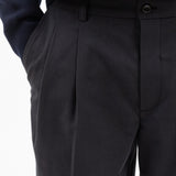Benn Relaxed Twill Pleated Trouser - Black