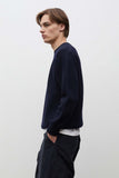 Henning Cotton Wool Rib Sweater - Dark Navy