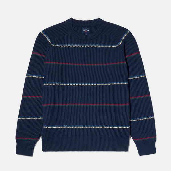 Striped Shaker Sweater - Navy Stripe