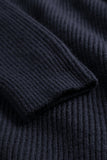 Hagen Wool Cotton Rib Full Zip Jacket - Dark Navy