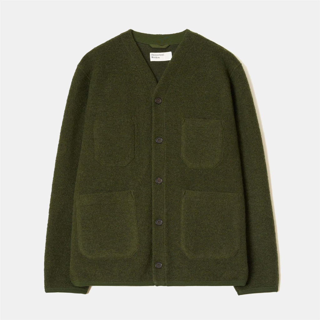 Cardigan - Olive Wool Fleece