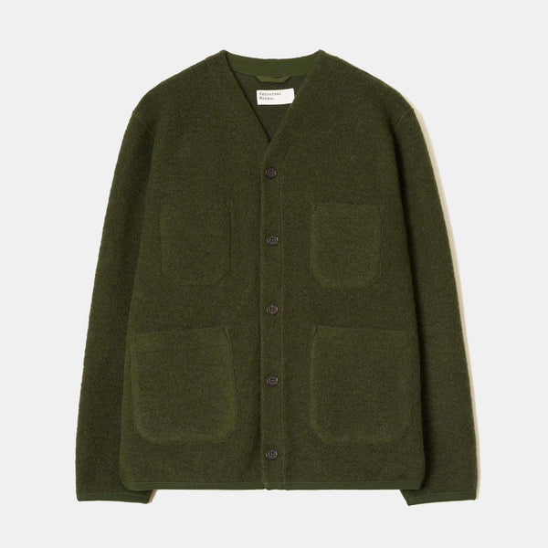 Cardigan - Olive Wool Fleece