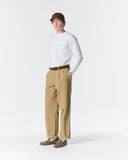Double-Pleat Herringbone Pant - Khaki