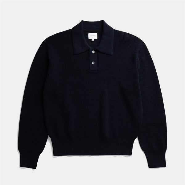 Swanfolk Tech Merino Waffle Polo - Dark Navy