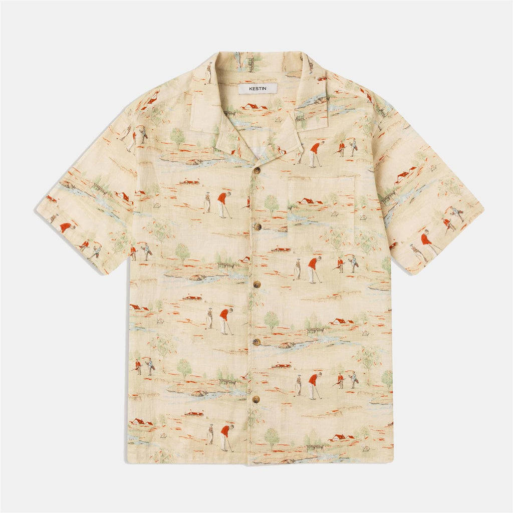 Crammond Shirt - Oatmeal Golf Print