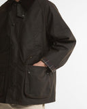 Oversized Bedale Waxed Jacket - Dark Brown