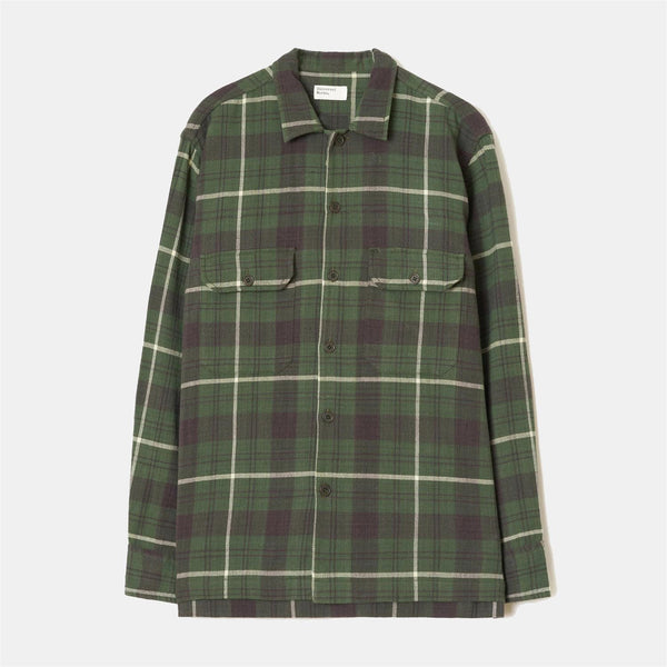 L/S Utility Shirt Washed Check - Olive