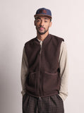 Zip Waistcoat Wool Fleece - Brown