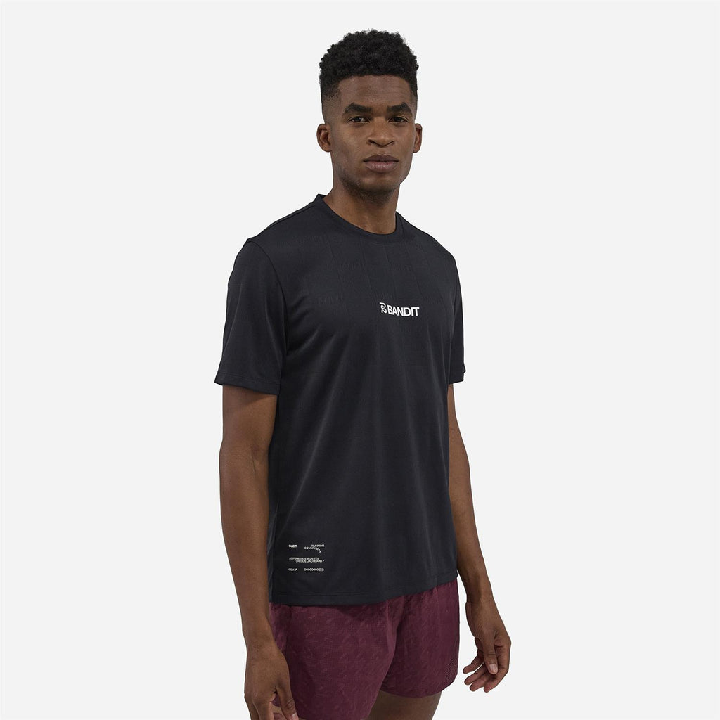 Cheque Jacquard Short Sleeve Tee - Black
