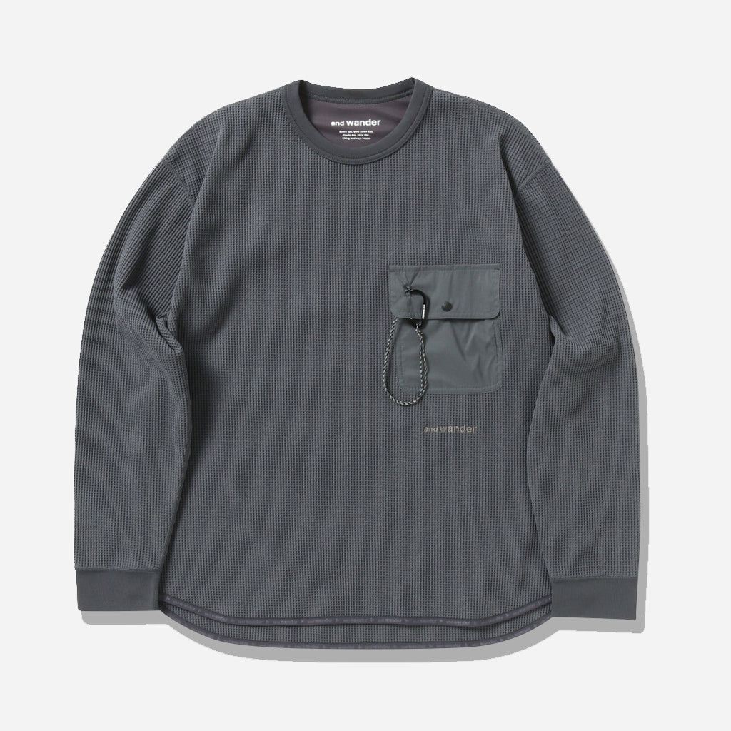 PE waffle long sleeve T - gray