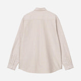 L/S Cassel Shirt - Cassel Stripe, Peanut/White