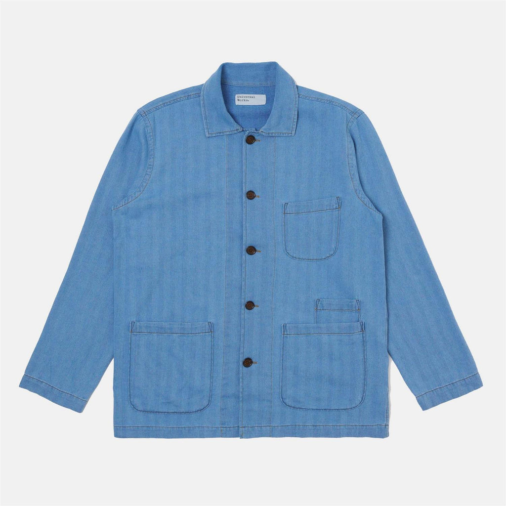 Recycled Herringbone Bakers Overshirt - Washed Indgo