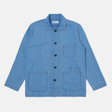 Recycled Herringbone Bakers Overshirt - Washed Indgo