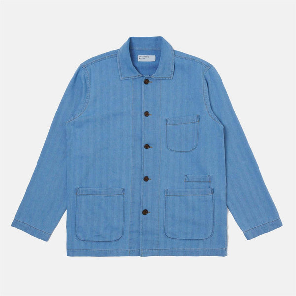 Recycled Herringbone Bakers Overshirt - Washed Indgo