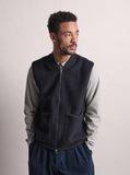 Zip Waistcoat Wool Fleece - Navy