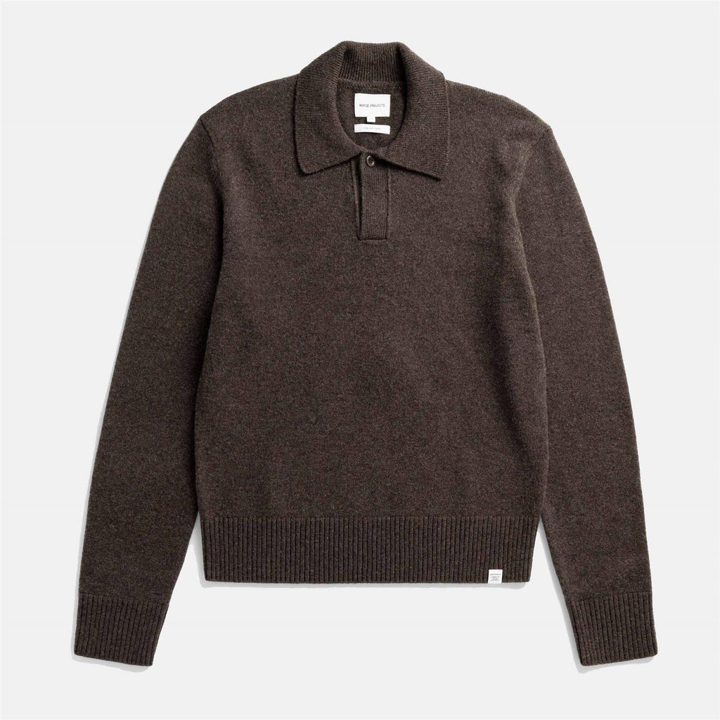 Anholt Merino Lambswool Polo - Heathland Brown