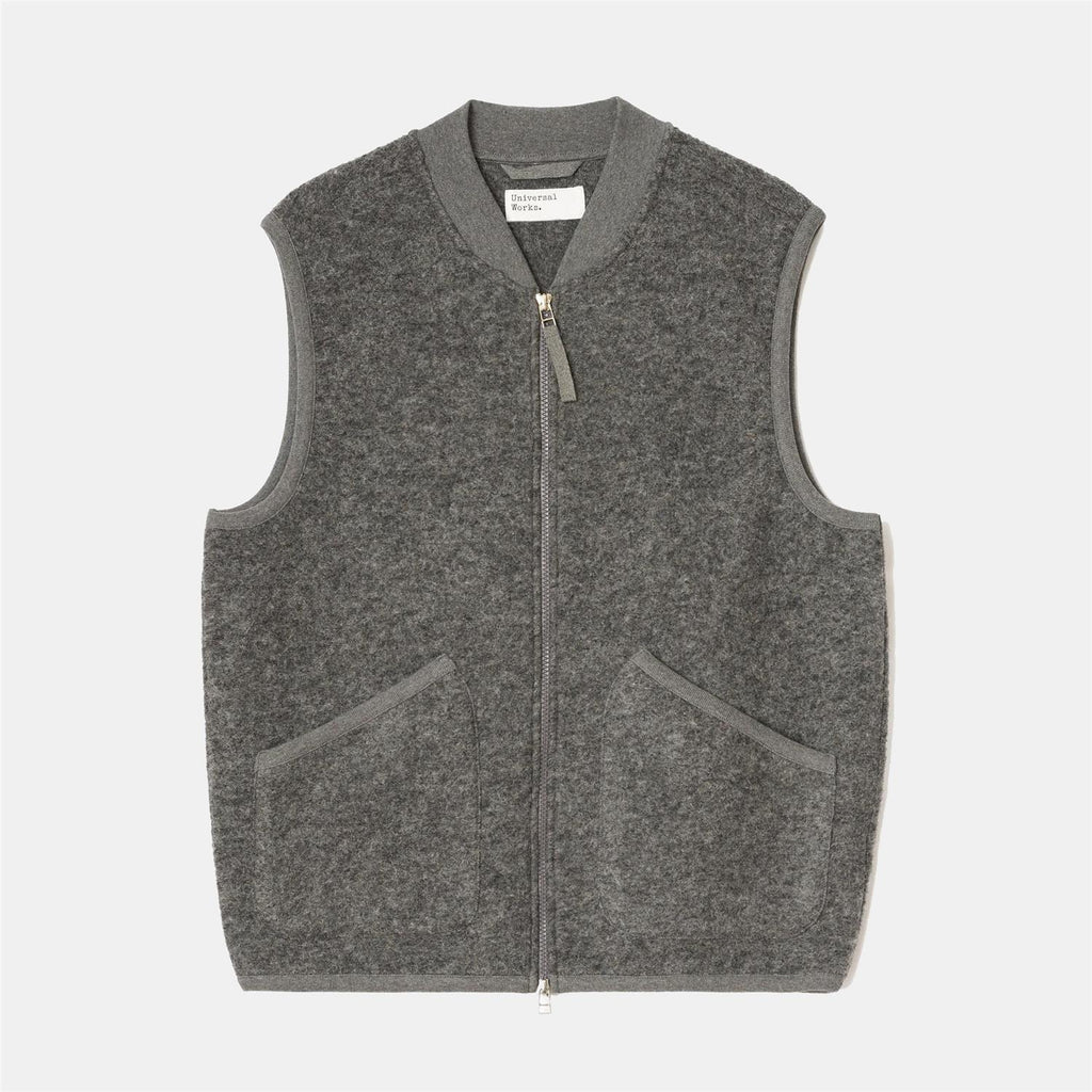 Zip Waistcoat -- Grey Marl Wool Fleece