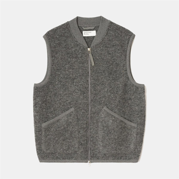 Zip Waistcoat -- Grey Marl Wool Fleece