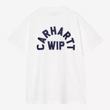 S/S Arch Script T-Shirt - White/Dark Navy