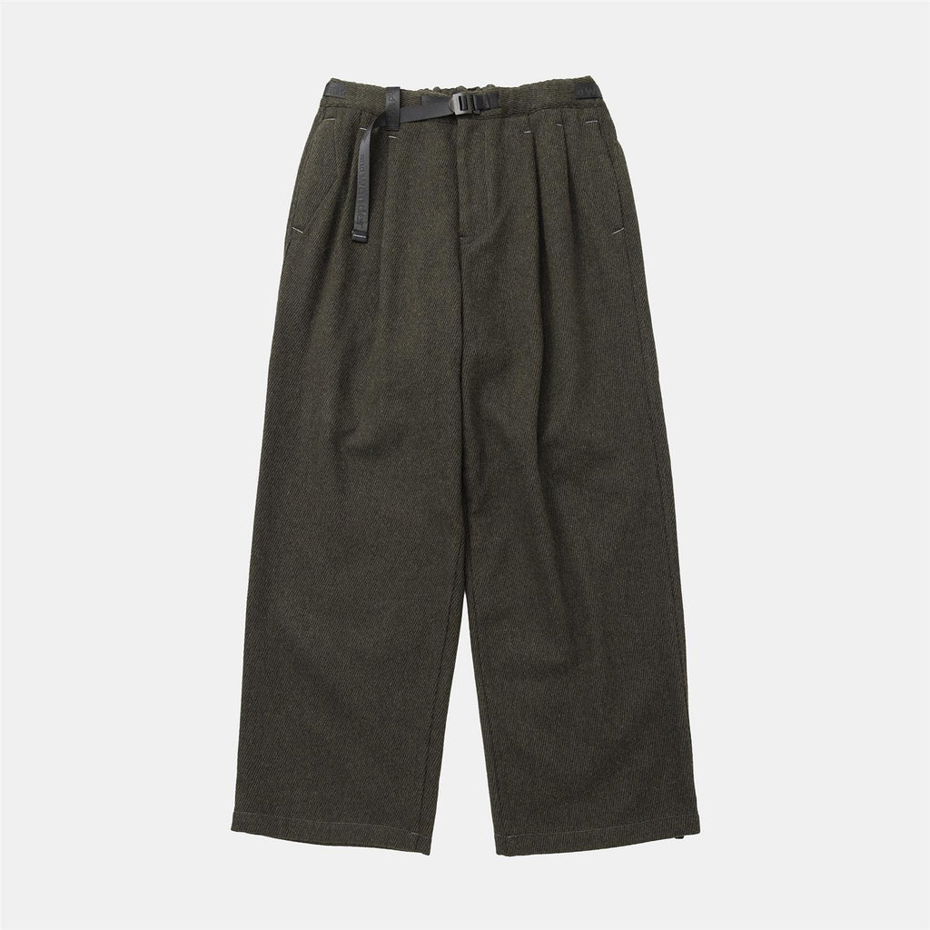 REWOOL tweed wide pants - khaki