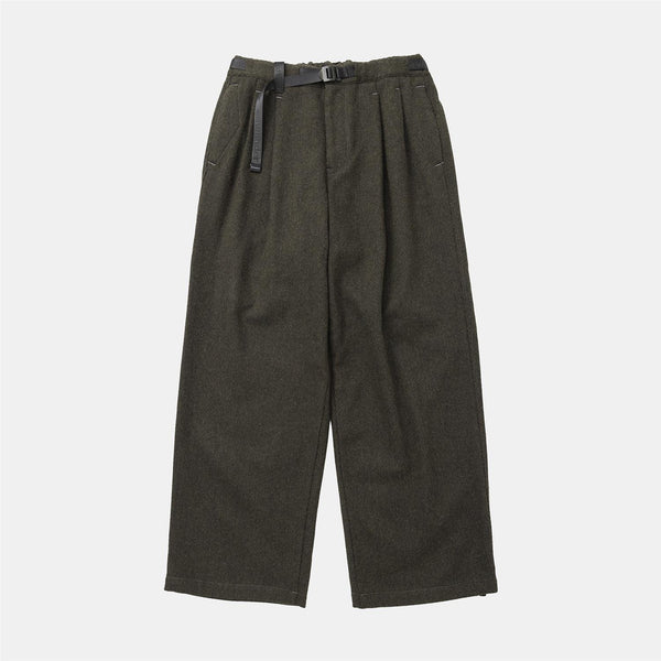 REWOOL tweed wide pants - khaki
