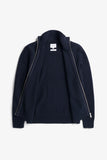 Hagen Wool Cotton Rib Full Zip Jacket - Dark Navy