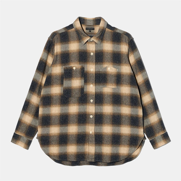 Work Shirt - Khaki Cotton Heavy Shadow Plaid Flannel