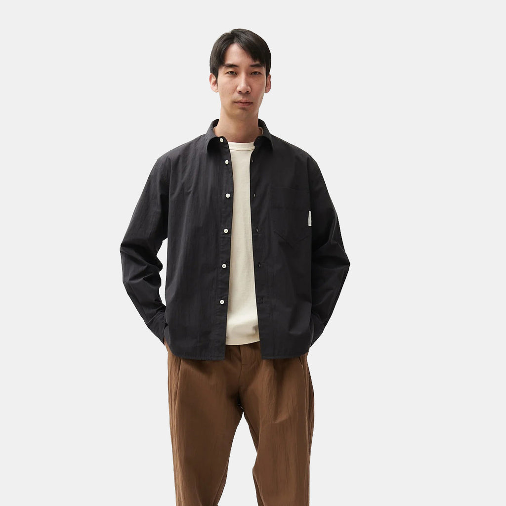 Washed Cotton Classic Shirt- Black