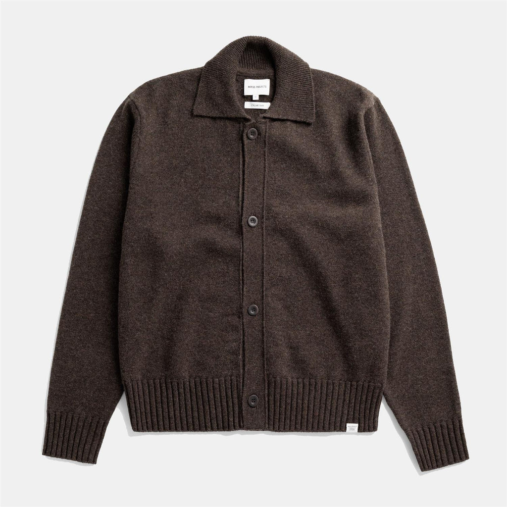Aldrup Lambswool Cardigan - Heathland Brown