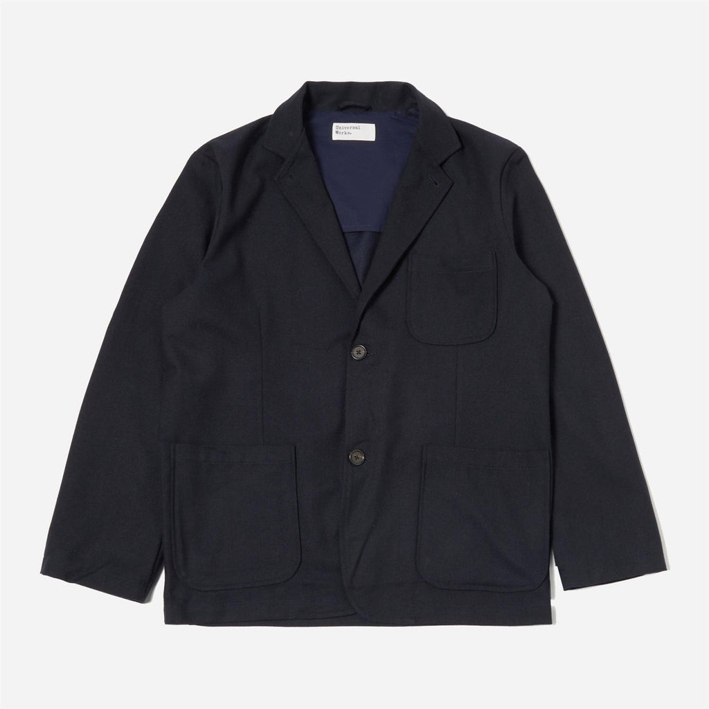 Two Button Jacket Upcycled Italian Tweed - Dark Navy