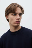 Henning Cotton Wool Rib Sweater - Dark Navy