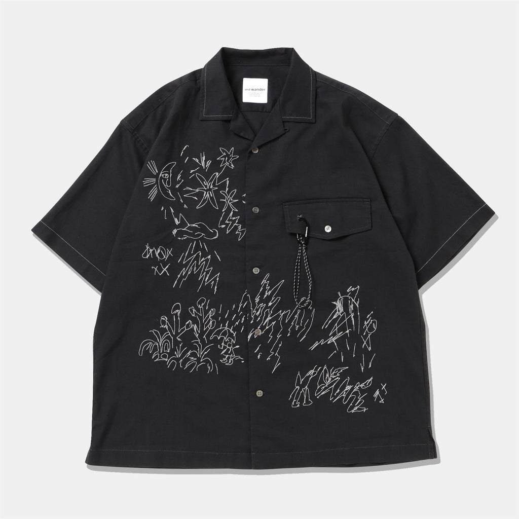 reflective embroidary shirt - black