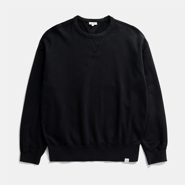 Gilja Brushed Diagonal Cotton Fleece Sweatshirt - Black