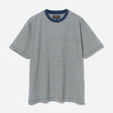 Pocket Tee Indigo Stripe - Off-White