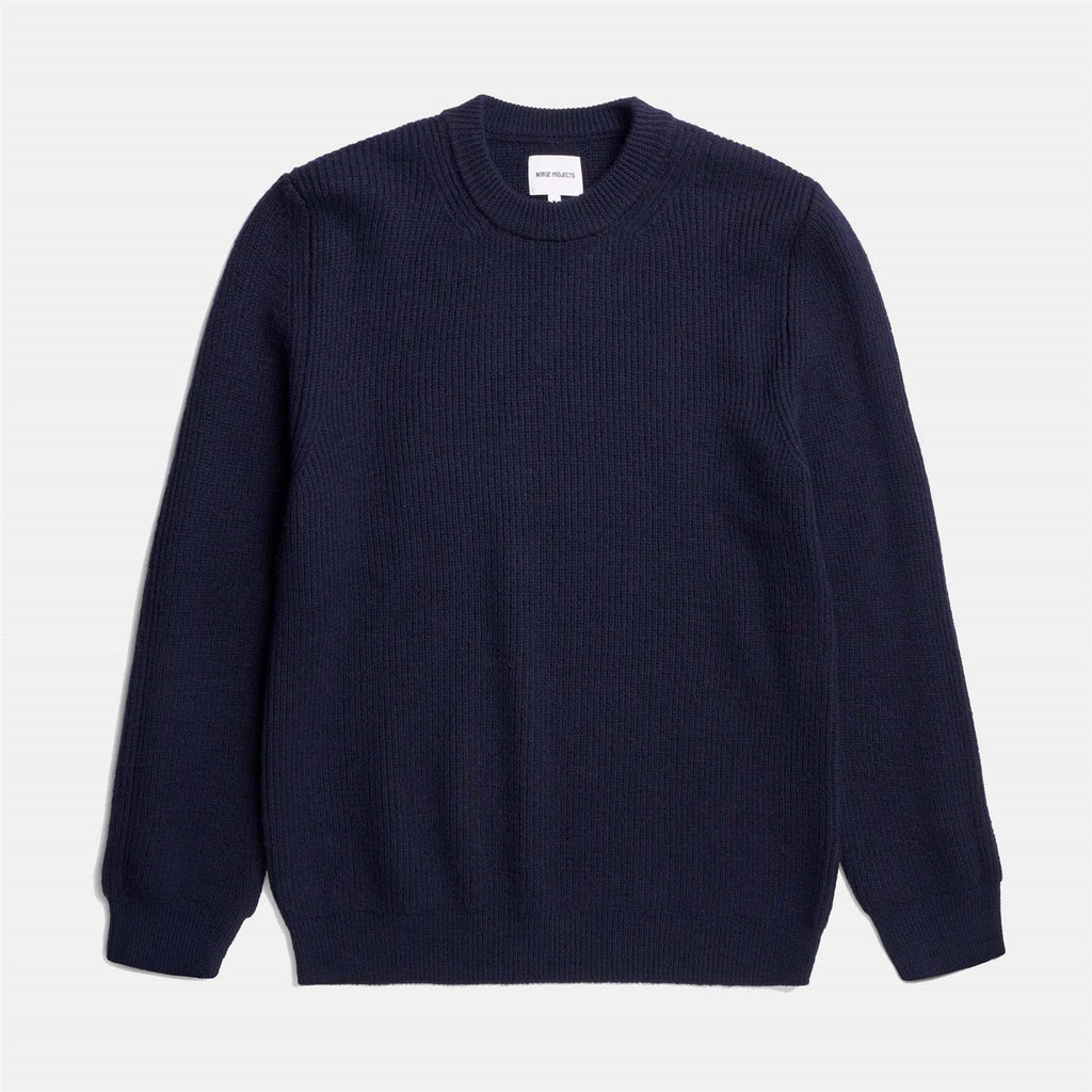 Henning Cotton Wool Rib Sweater - Dark Navy