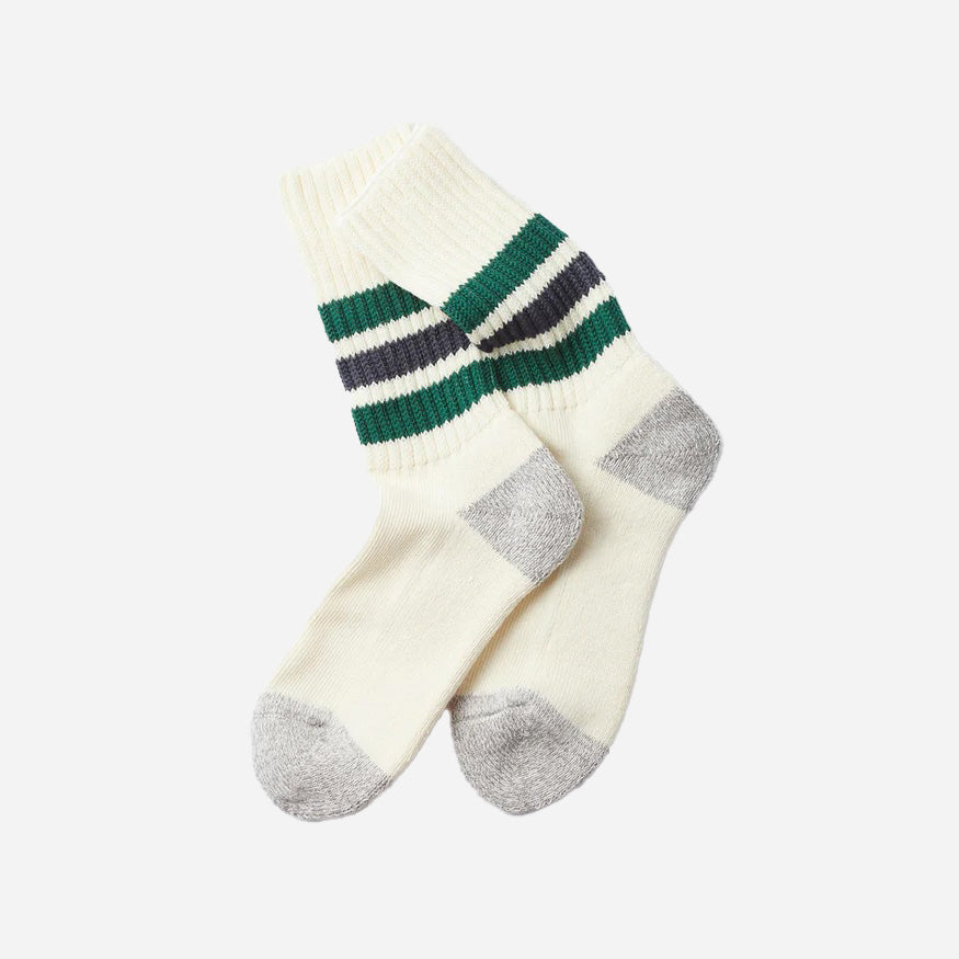 Coarse Ribbed Old Skool Crew Socks - Green/Charcoal