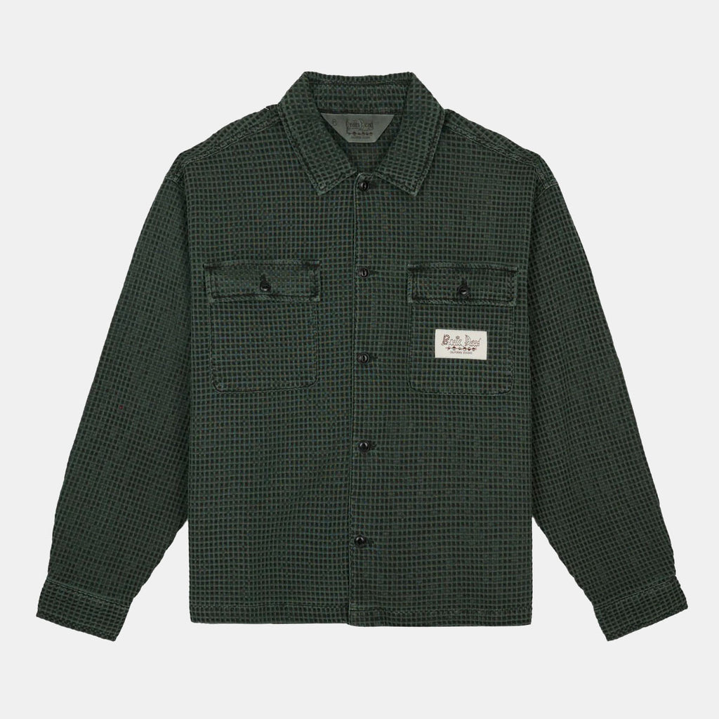 Waffle Button Front Shirt - Pine