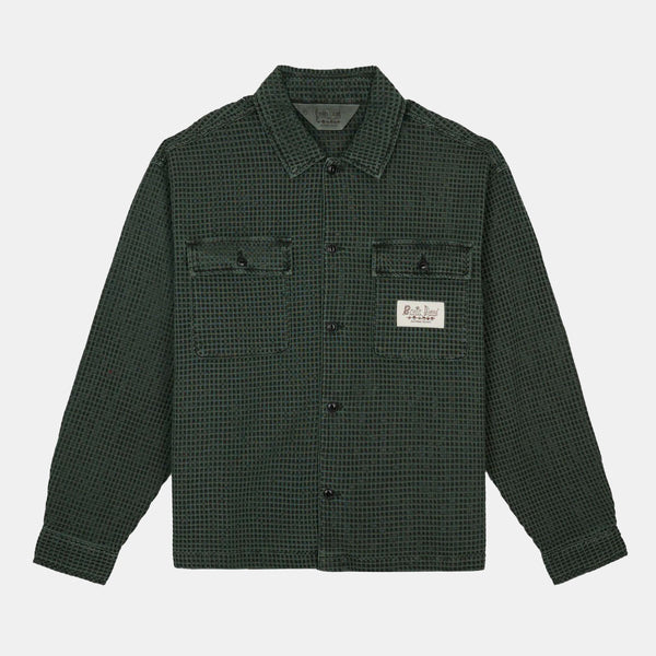 Waffle Button Front Shirt - Pine