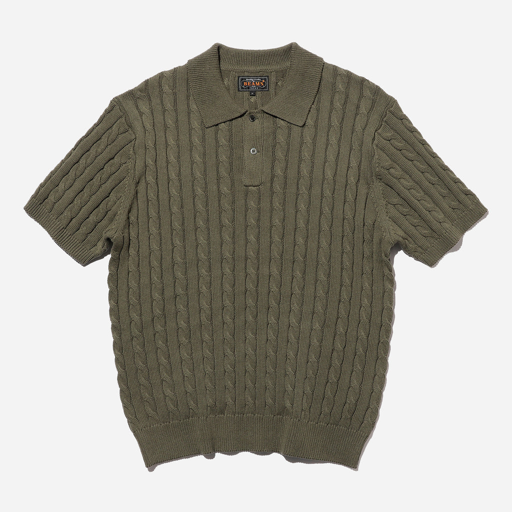 Knit Polo Cable - Olive