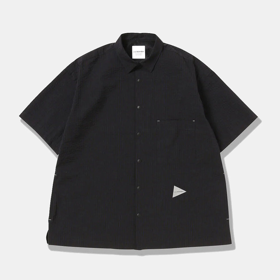dry soft seersucker SS shirt - navy