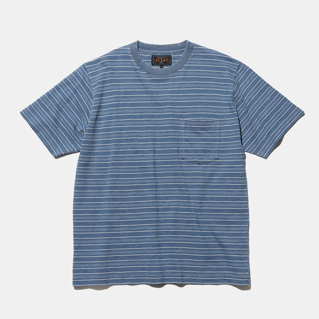 Pocket Tee Indigo Stripe - Sax Blue