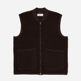Zip Waistcoat Wool Fleece - Brown