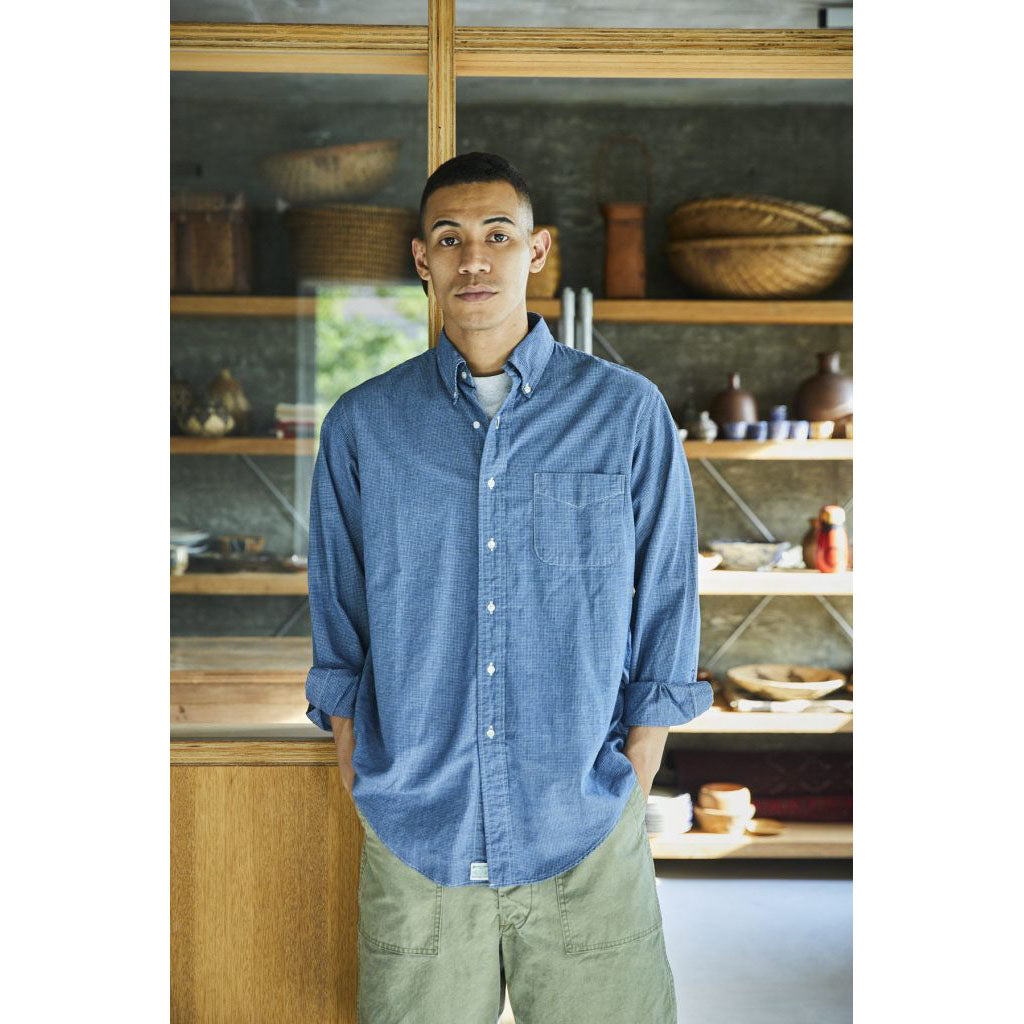 Relax Fit Stripe Chambray Work Shirt - Hickory