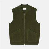 Zip Waistcoat Wool Fleece - Olive