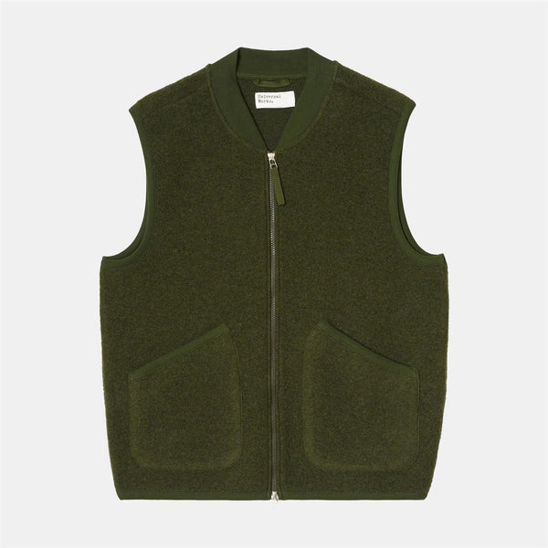 Zip Waistcoat Wool Fleece - Olive