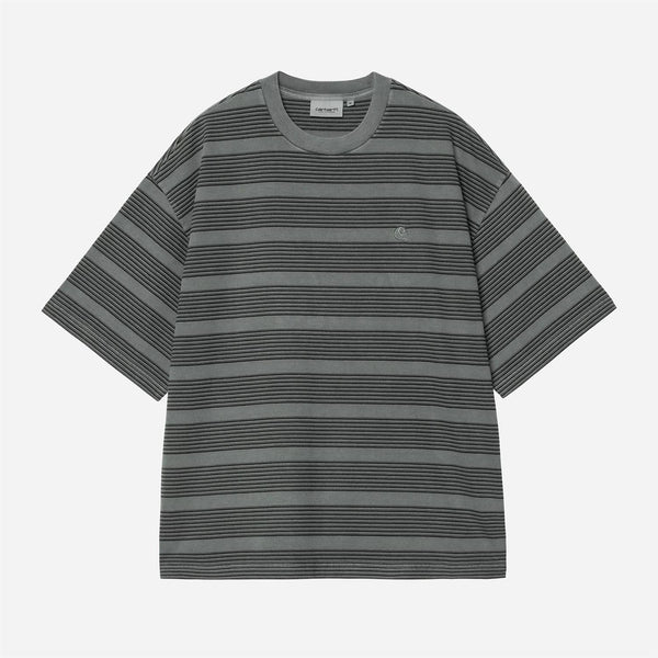 S/S Hanson T-Shirt - Hanson Stripe, Kale Green (garment dyed)