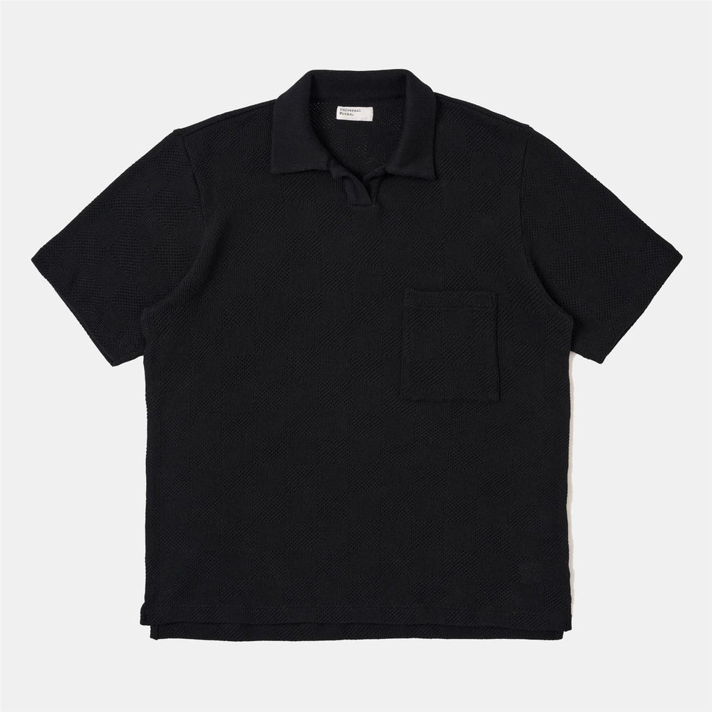 Fantasy Checkerboard Vacation Polo - Black
